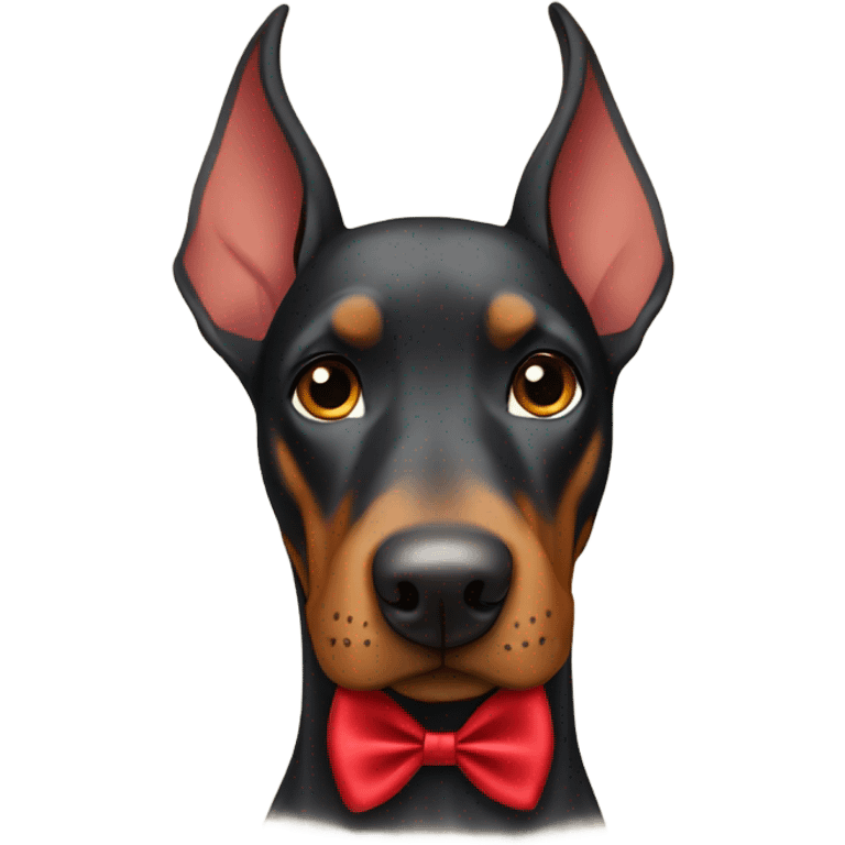 Doberman dog with red bow emoji