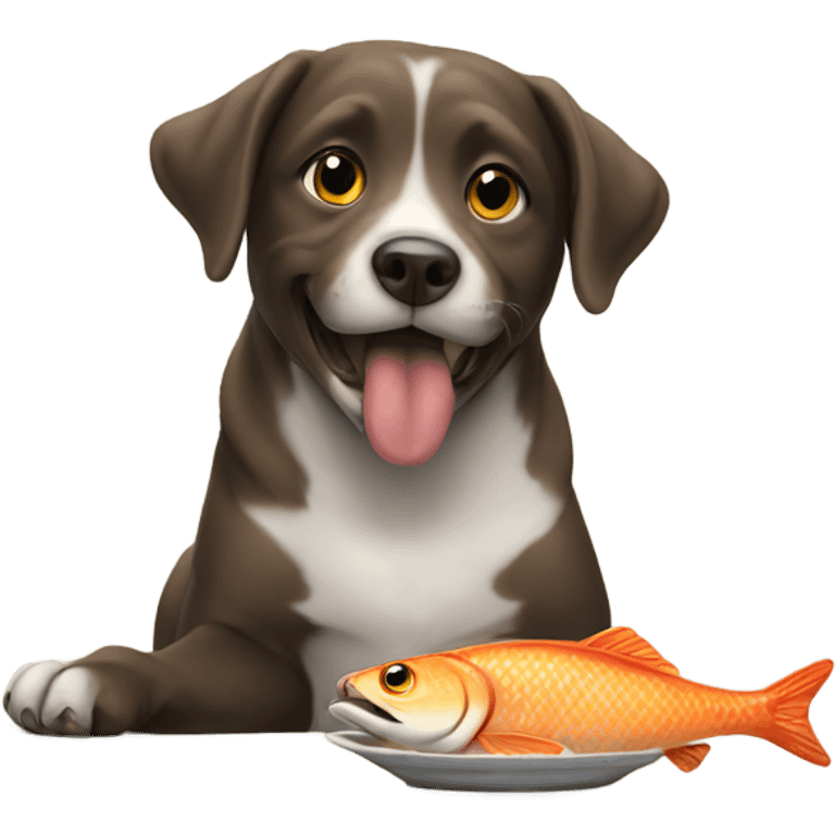 Dog eating fish emoji