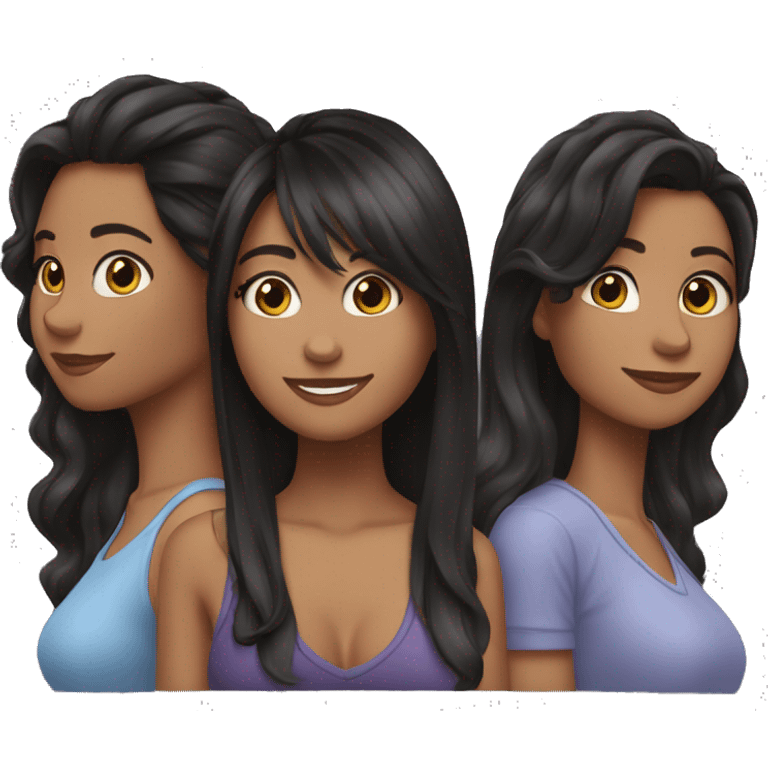 Mejores amigas cabello negro y lacio y pelo negro crespo emoji