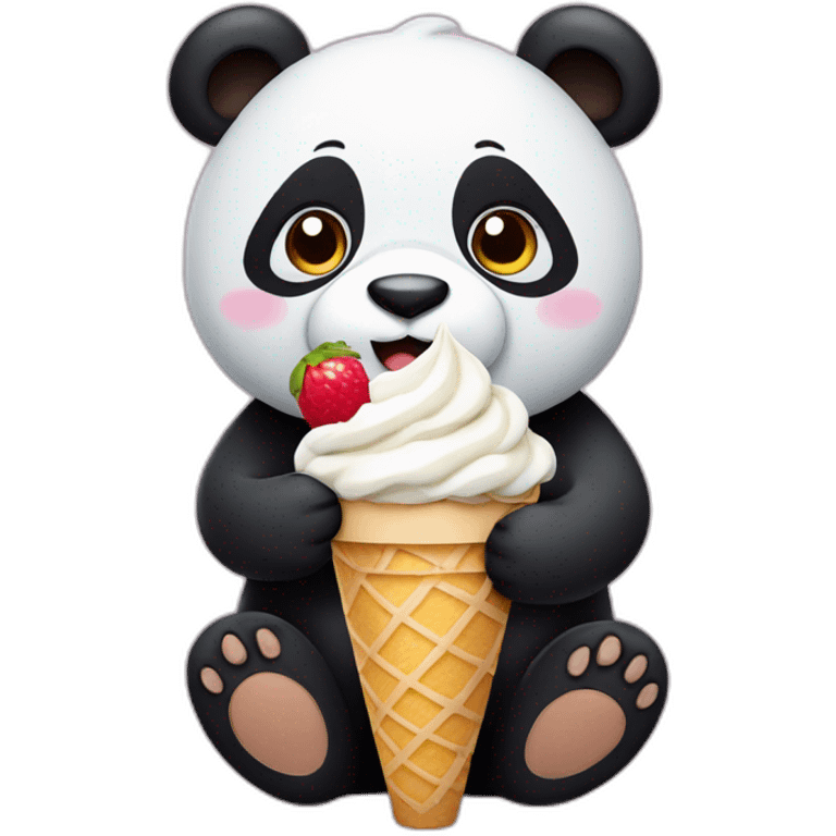 Panda eating ice cream emoji