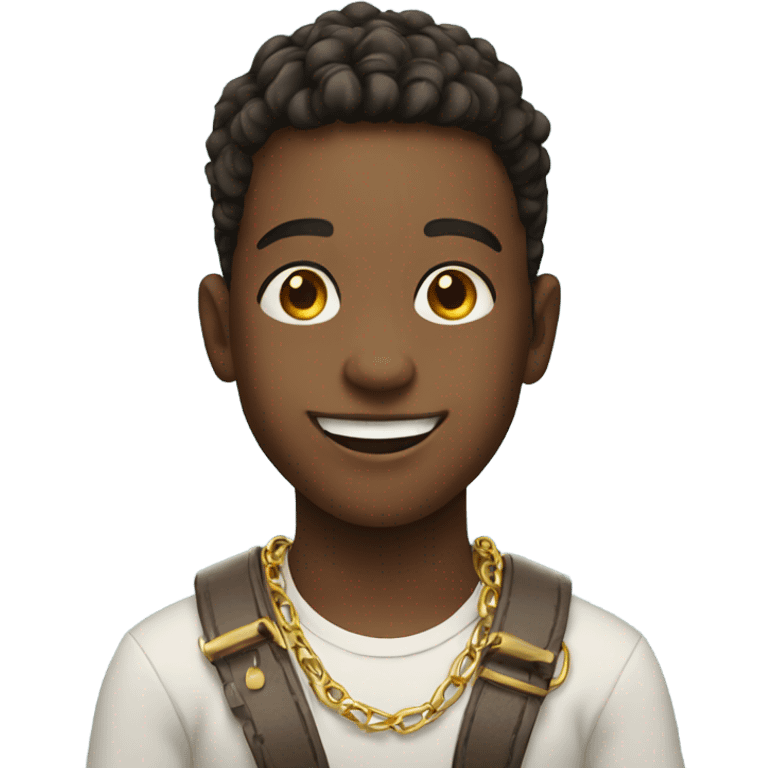 smiling boy with necklace emoji