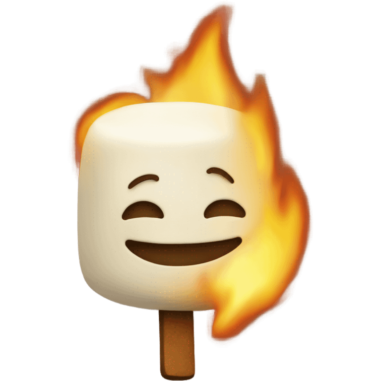 Roasting Marshmallow on fire smiling face emoji