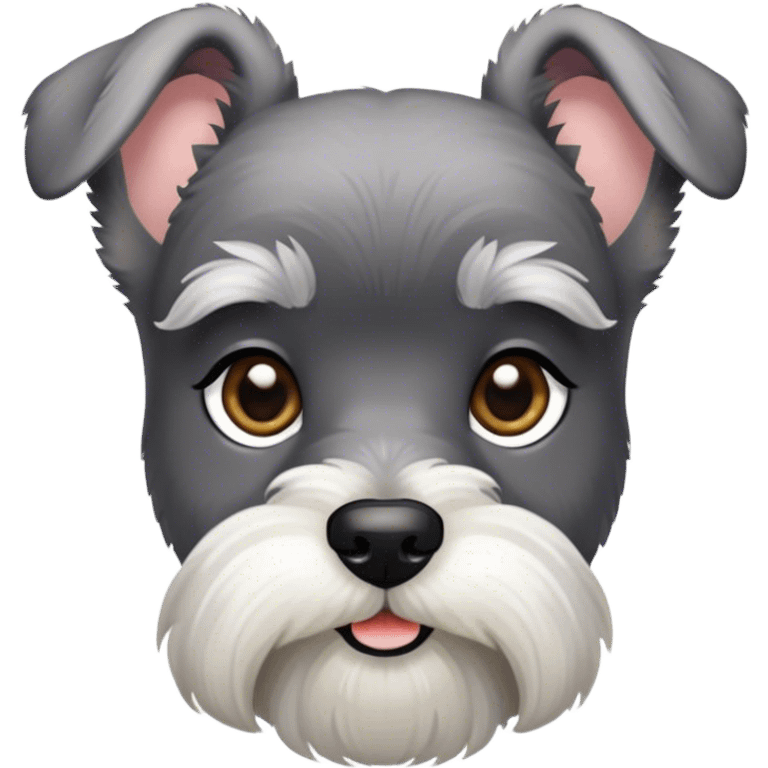 Cinematic Noble Miniature Schnauzer Portrait Emoji, Standing with a proud and stately demeanor, showcasing a sharply defined, salt-and-pepper fur with distinguished eyebrows and a confident, alert expression, simplified yet exquisitely detailed, glowing with a refined, dignified radiance, high shine, exuding intelligence and classic noble charm, soft glowing outline, capturing the essence of a noble Miniature Schnauzer that commands attention with effortless style! emoji