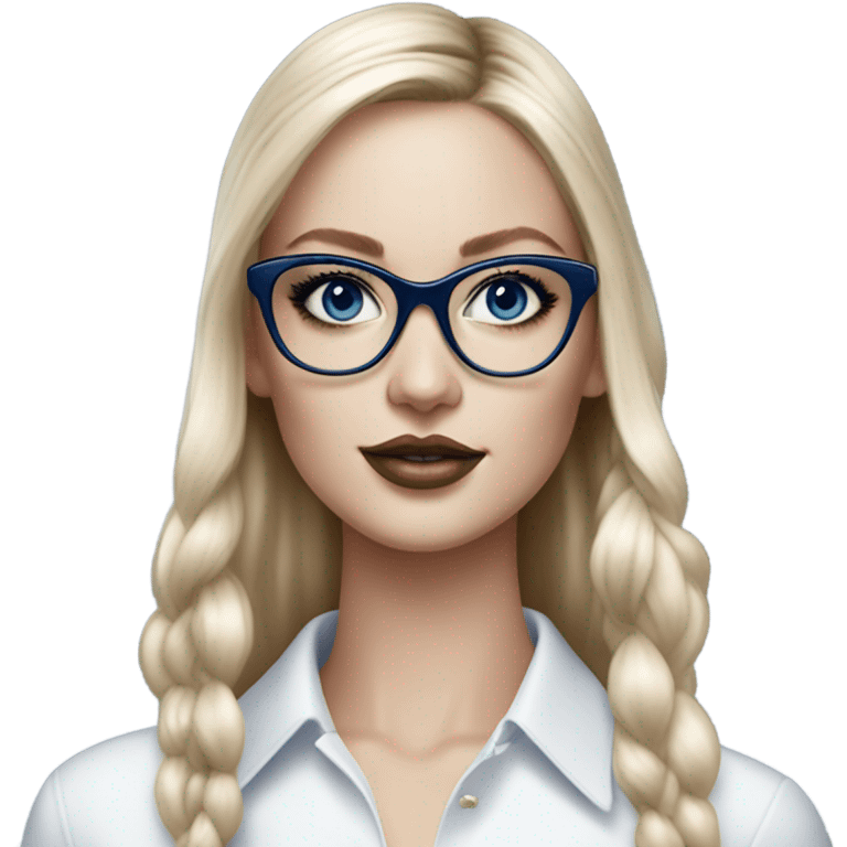 Hyper Realistic beautiful dior model with dark blue eyes and glasses  emoji