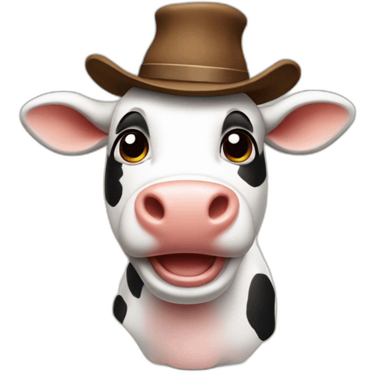 Dancing cow with a hat emoji