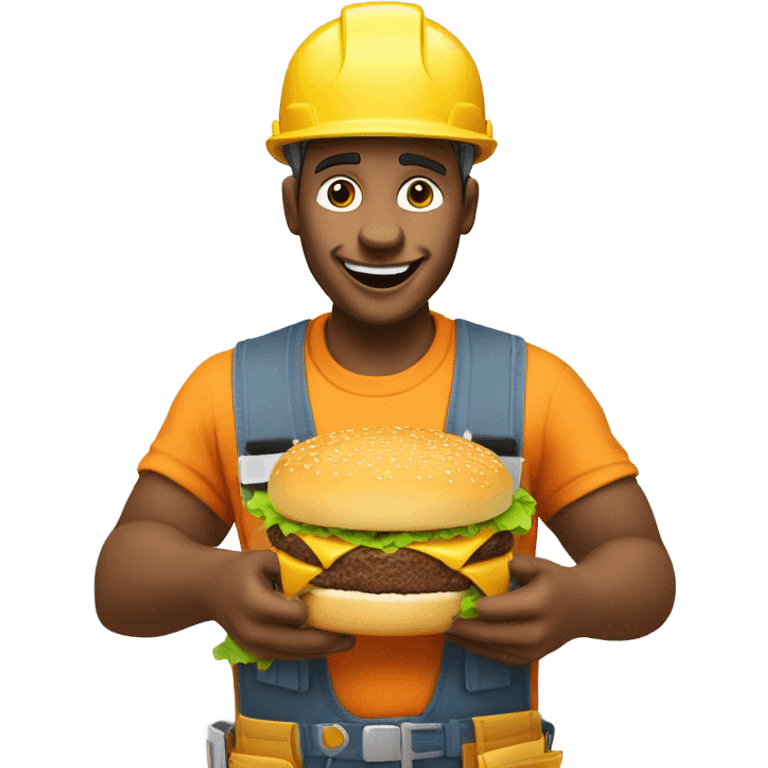 Construction worker eating a cheeseburger emoji