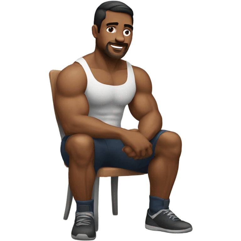 muscular man sitting casually indoors emoji