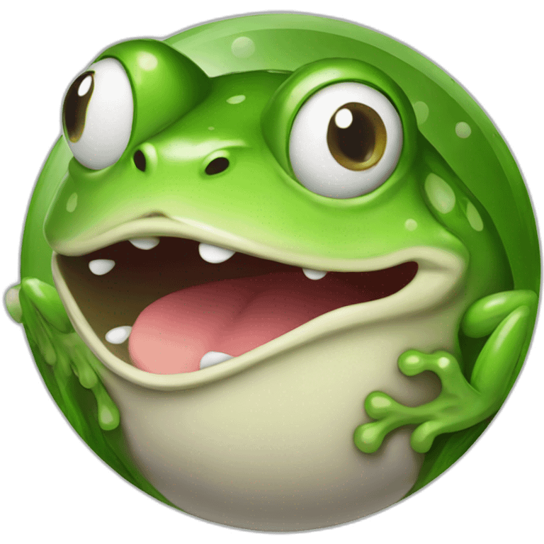 a frog inside a pokeball emoji