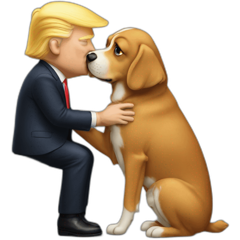 trump kissing a dog emoji