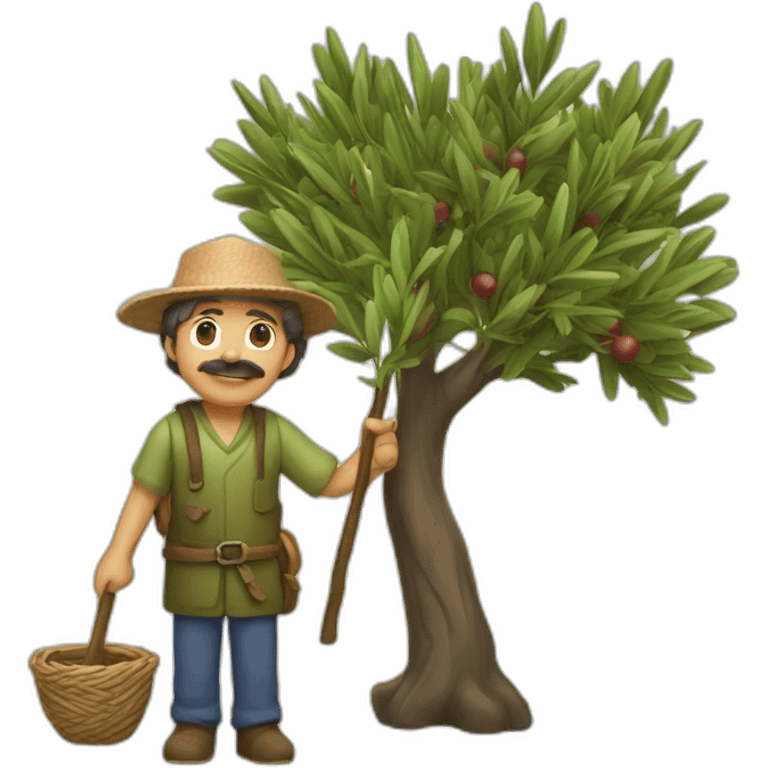 olive tree and farmer with a stick emoji