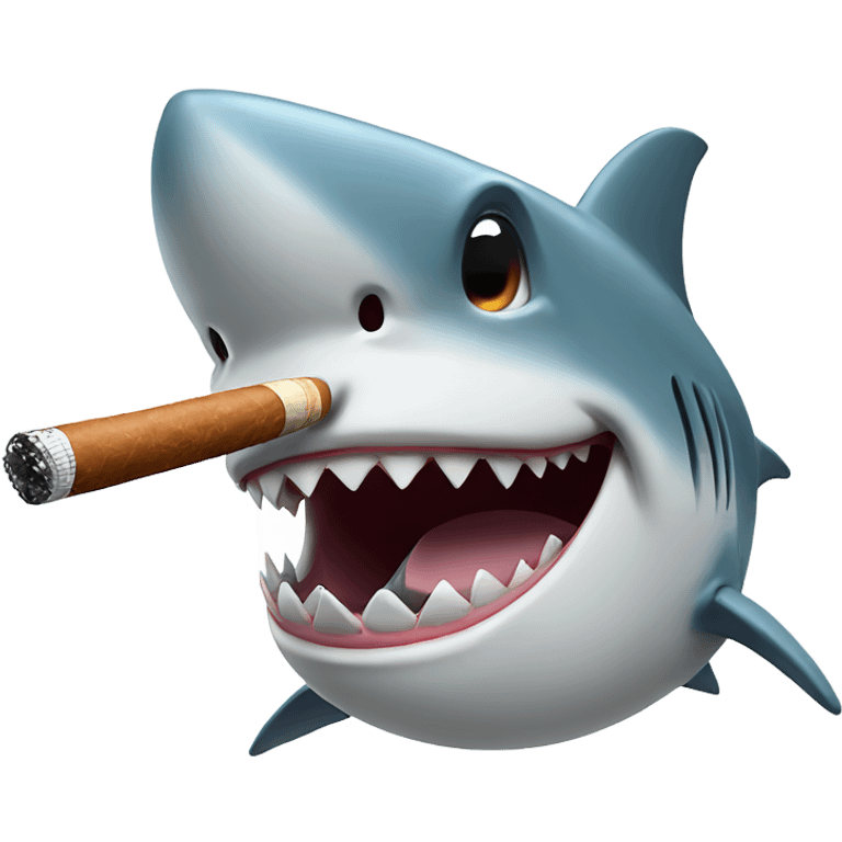 Shark playing golf with cigar in mouth emoji