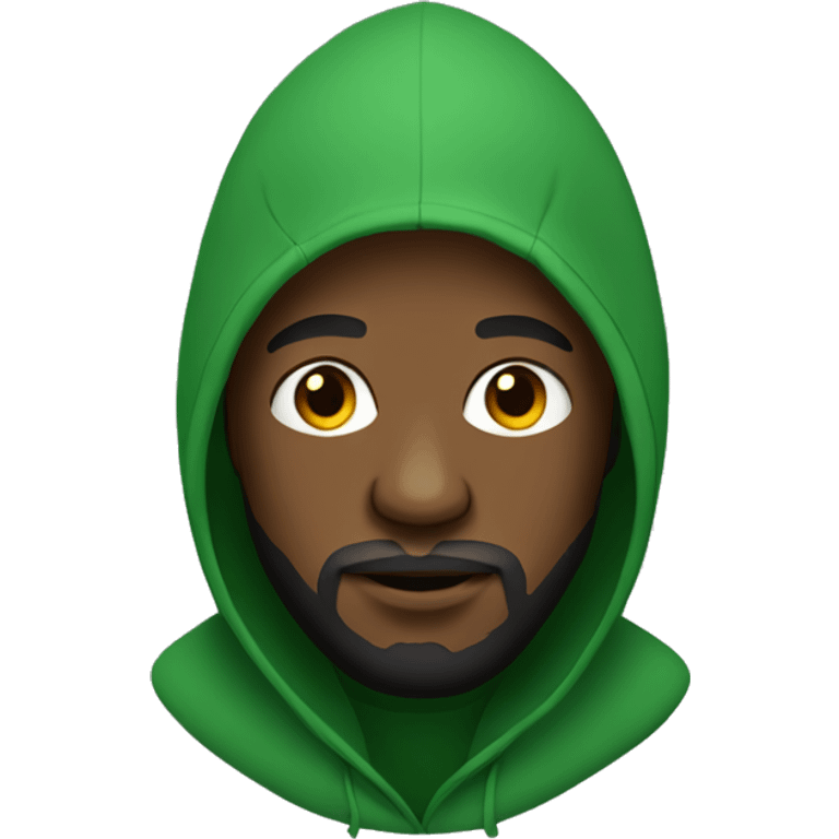 Black man with a beard wearing a green hoodie emoji