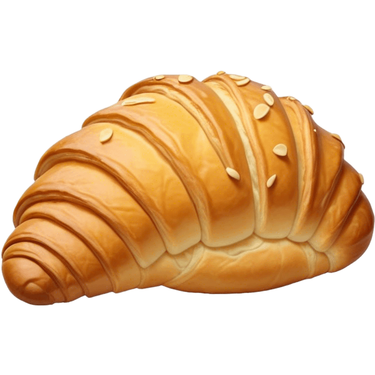 Cinematic Realistic Croissant Pastry Emoji, depicted as a flaky, buttery crescent with a golden, crisp exterior rendered with exquisite detail and warm, inviting lighting. emoji