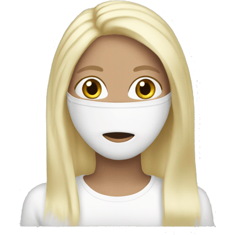 Whitexwoman blonde hair white face mask emoji