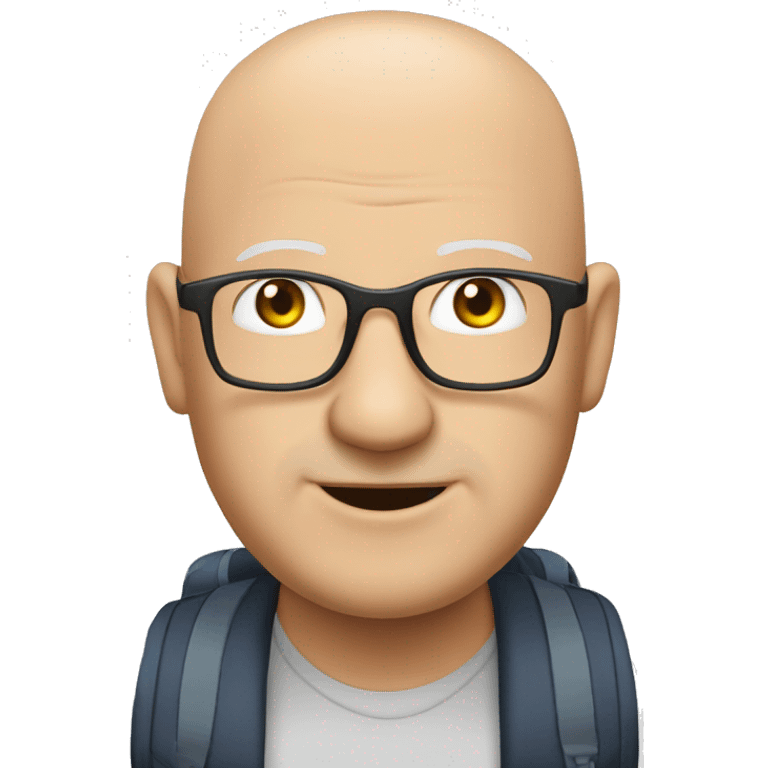 a bald fat friendly man no spectacles and no facial hair who is welcoming in his mid 50s for a travel tour guide company logo emoji