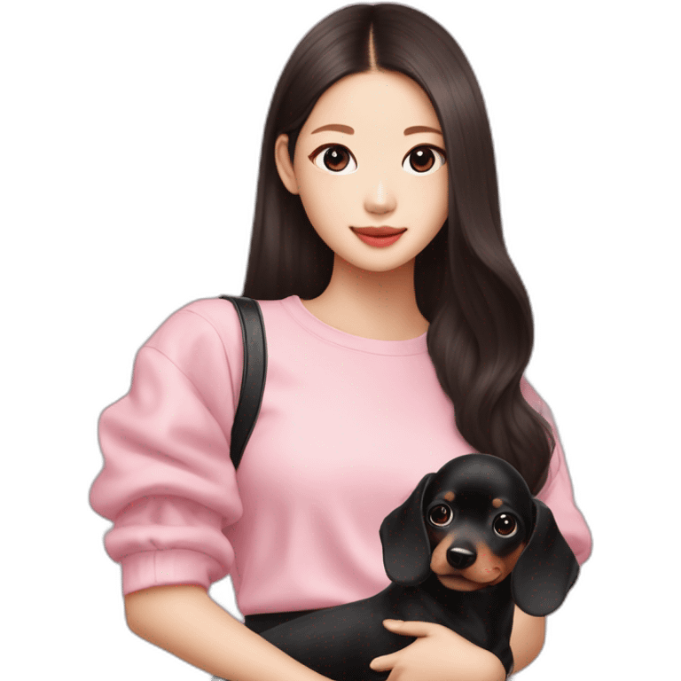 Blackpink Jennie with dachshund emoji