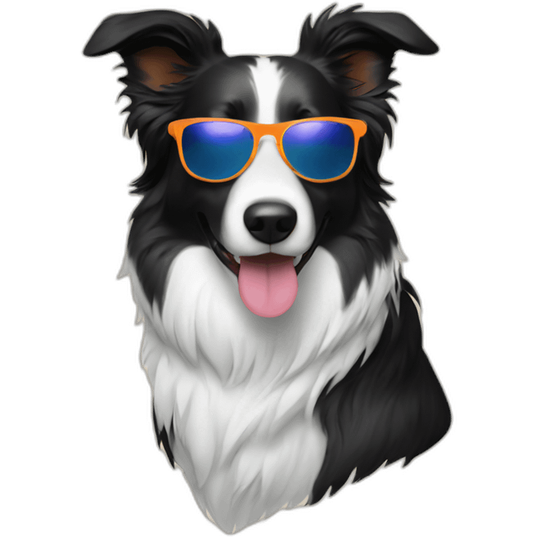 Border collie with sunglasses emoji