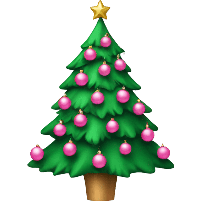 Green Christmas tree with pink ornaments  emoji