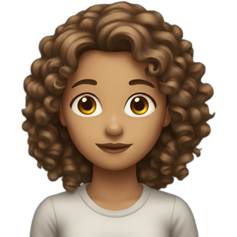 A girl with long curly brown hair emoji