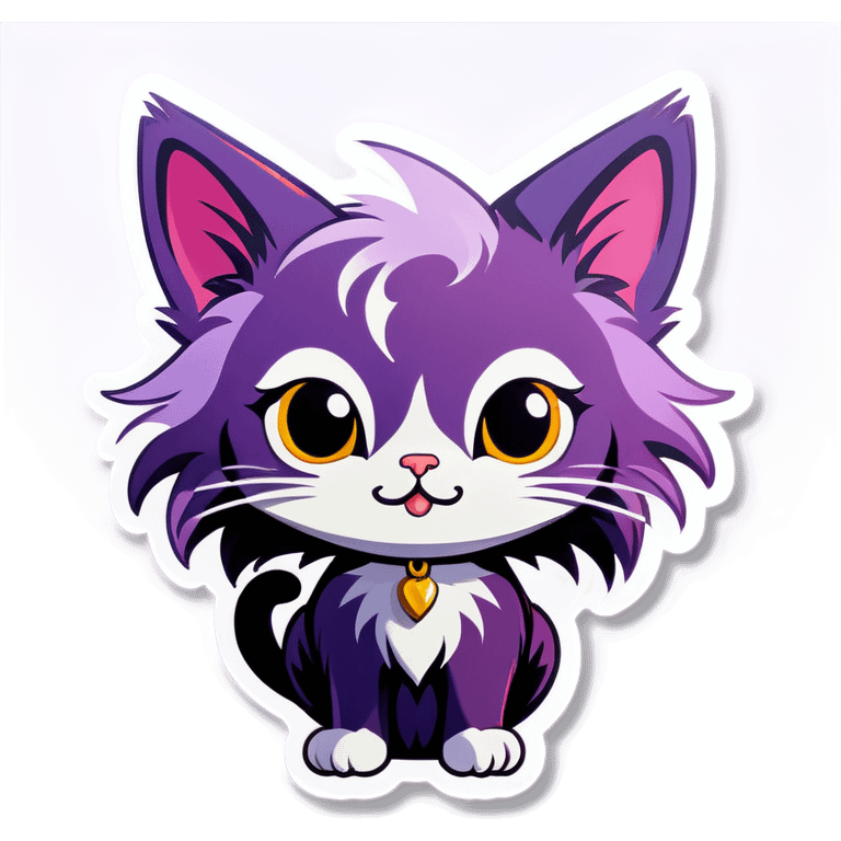 Cat with purple hair  emoji