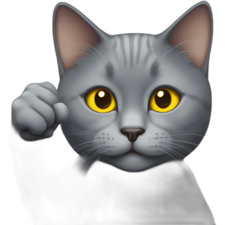 british short-hair cat with yellow eyes thumbs up emoji