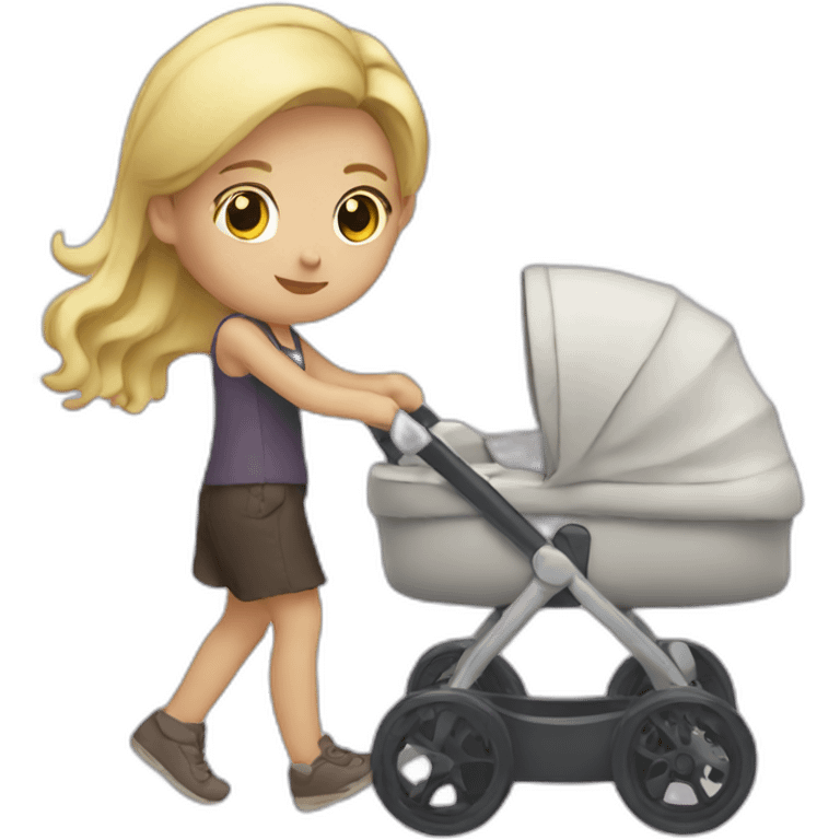 Blonde girl pushing stroller emoji