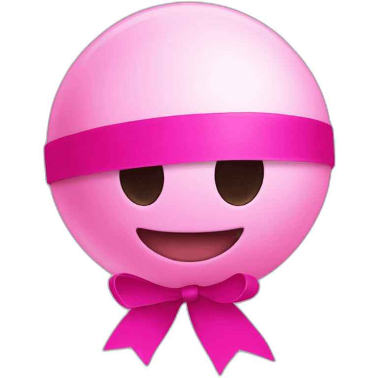 pink ball character without mouth and big head pink ribbon emoji