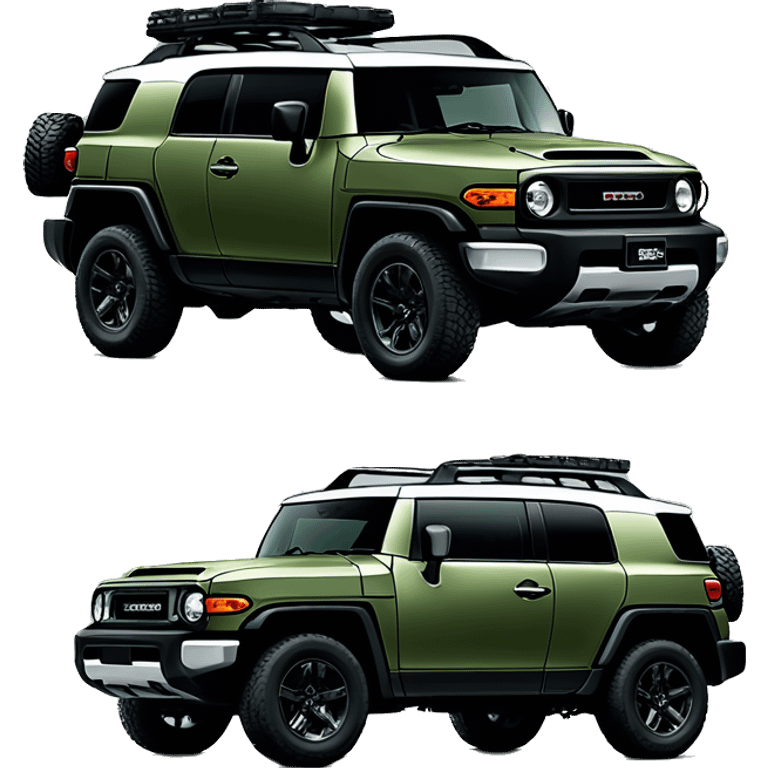 Army Green FJ Cruiser cruiser with green roof and with black wheels emoji