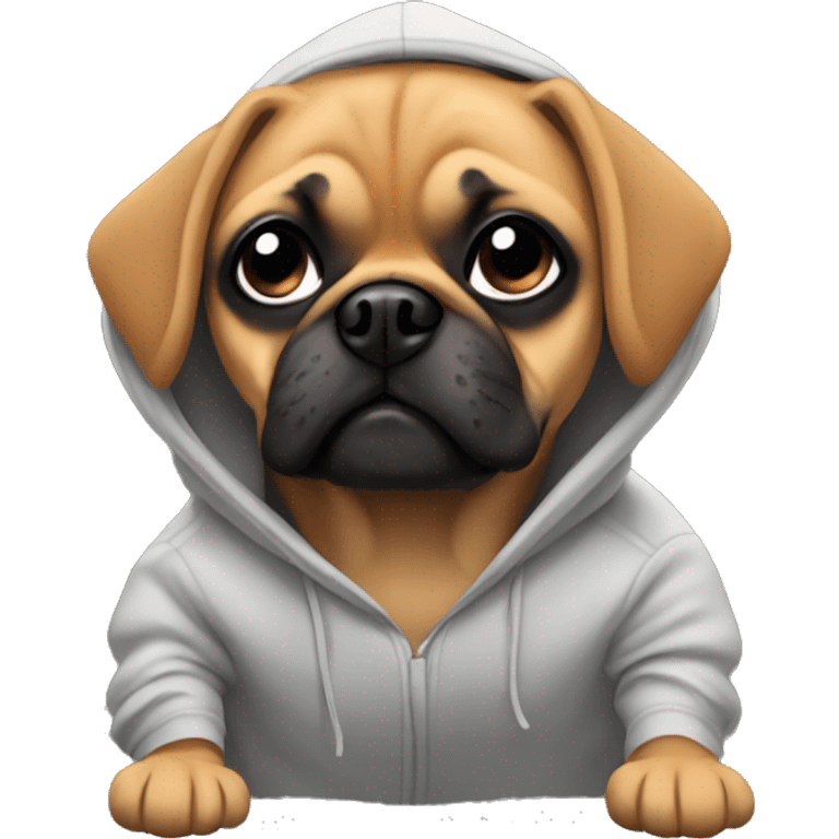 Puggle wearing a hoodie emoji