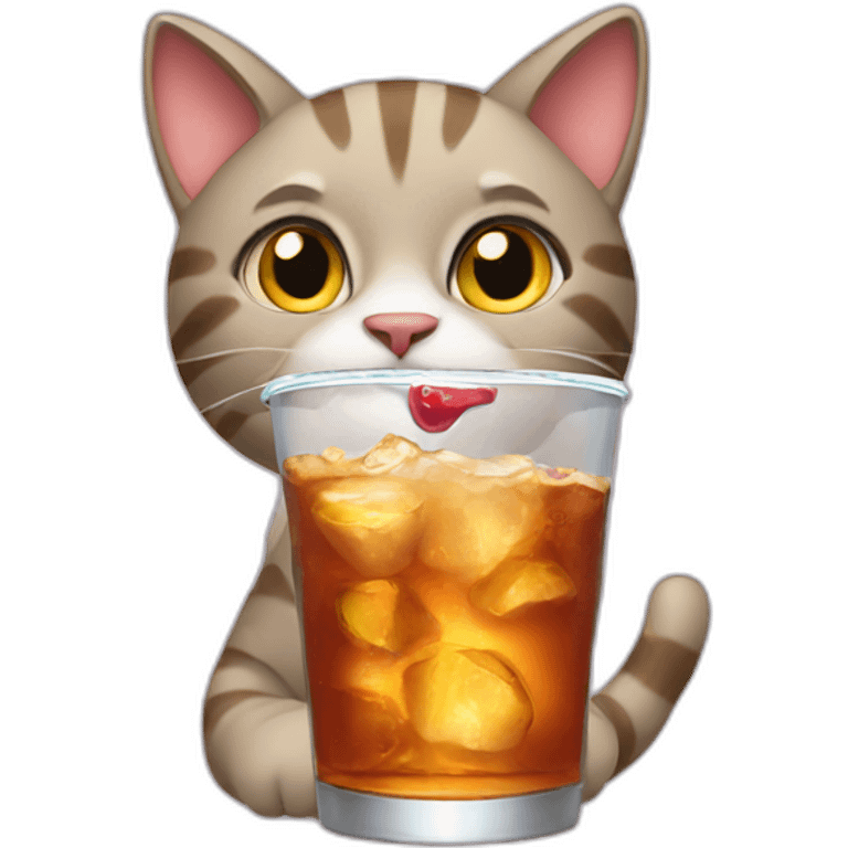 Cat drinking soda emoji