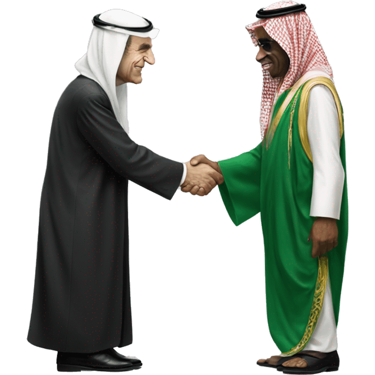 Richard Nixon realistic shakes hands with saudi emoji