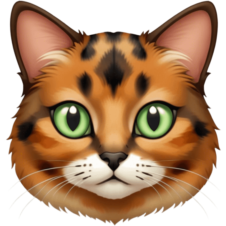 Tortoiseshell color cat with sage green eyes emoji