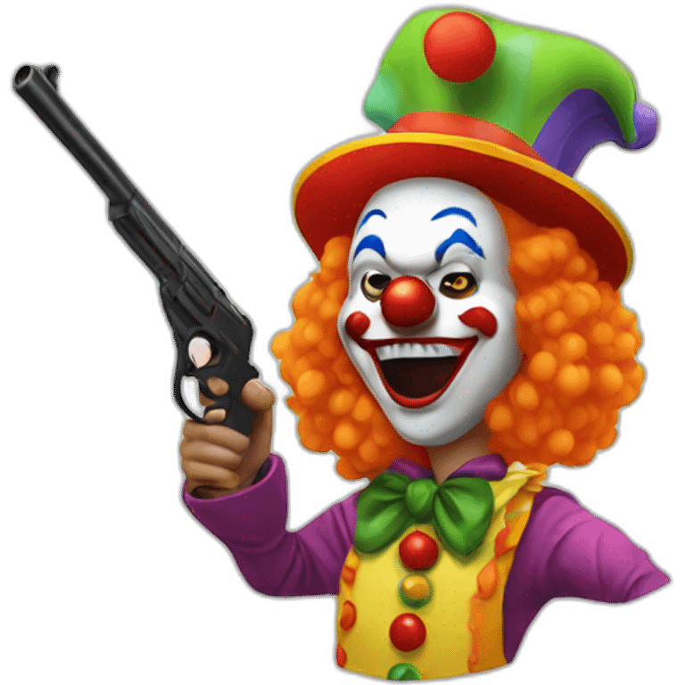 Clown holding a gun emoji