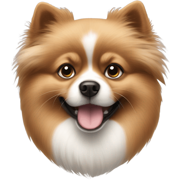 Black, white and brown bald Pomeranian dog emoji