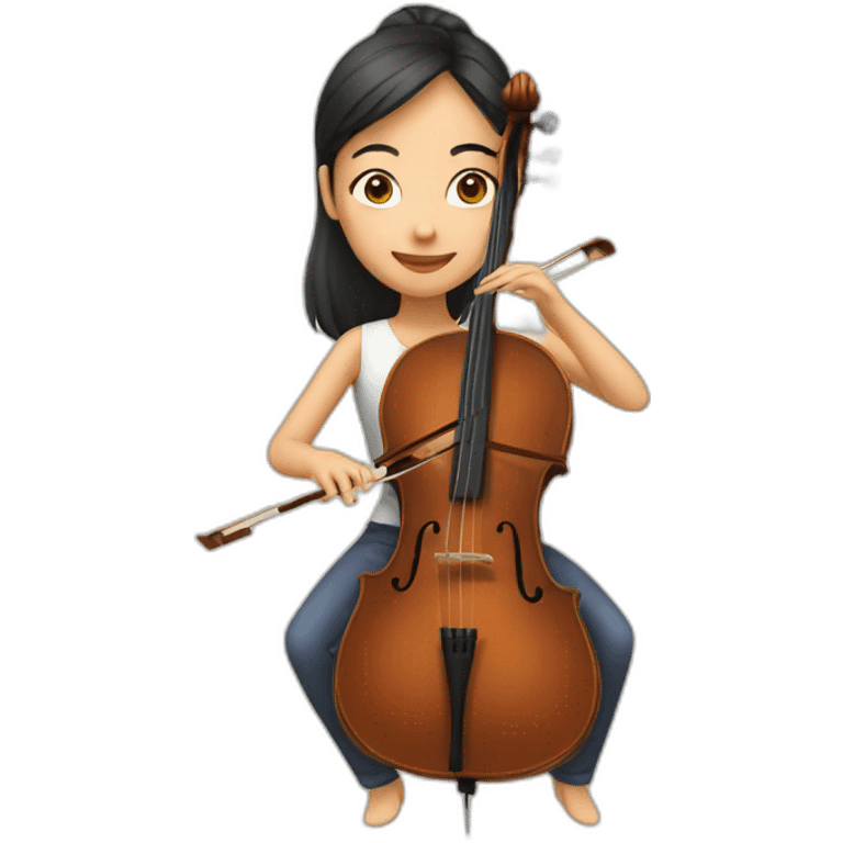 asian young woman playing cello emoji