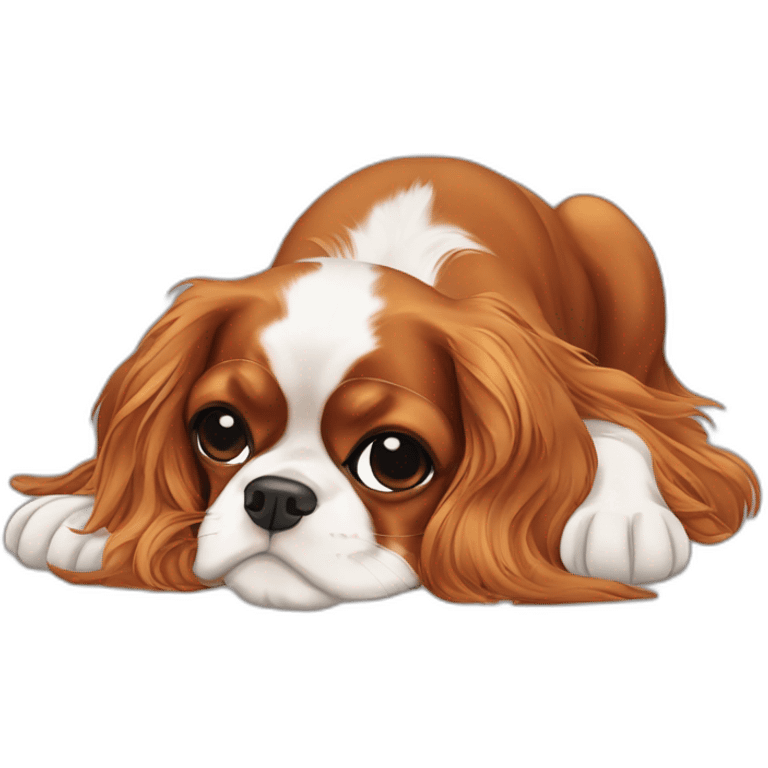 cavalier king charles spaniel laying on back emoji