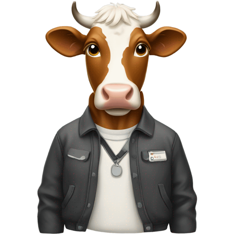 Cow with school almameter jacket emoji