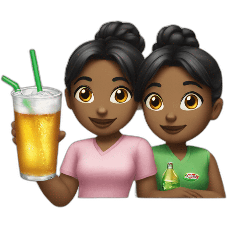 black girl and black hair in a bun drinking Canada Dry emoji