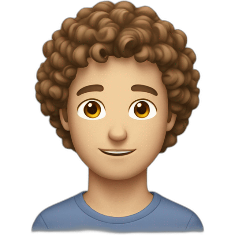 white guy with brown curly hair on top and normal hair on sides emoji