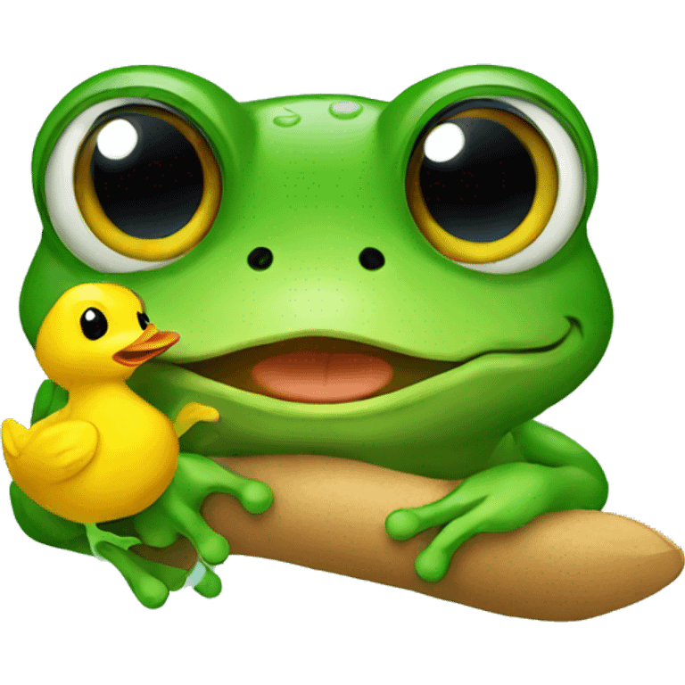 Frog holding a duck emoji