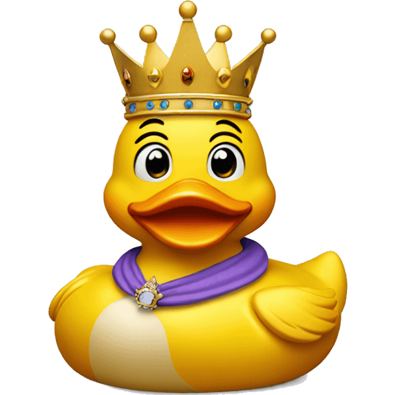 a rubber duck with a crown facing foward emoji