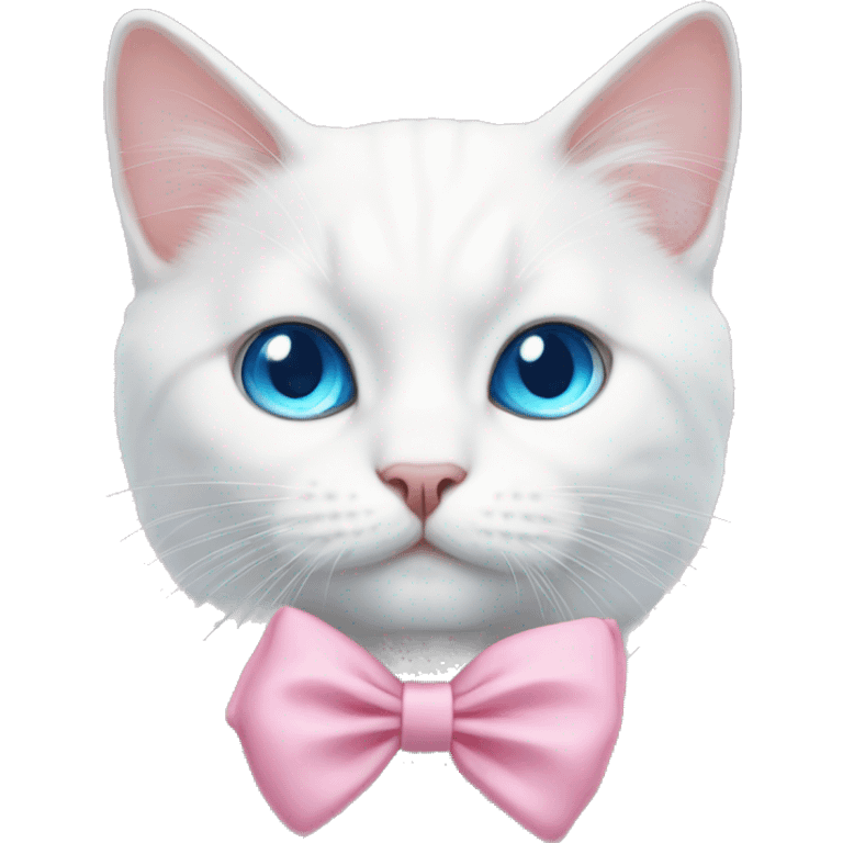 white cat with blue eyes pink bow emoji