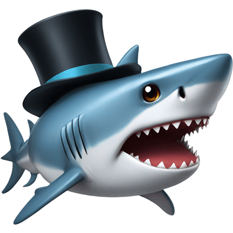 Shark with a top hat emoji