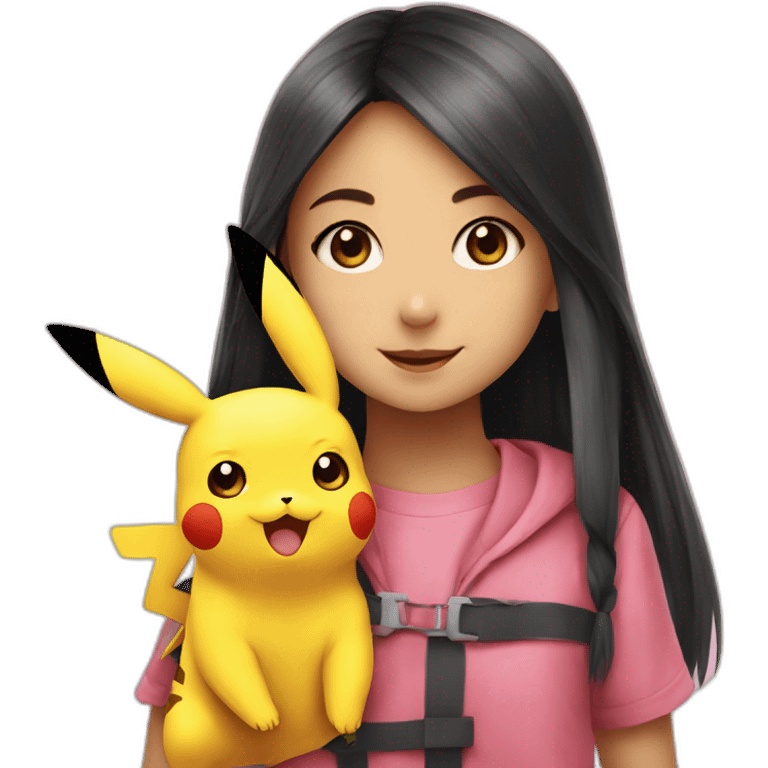 Pikachu with kid girl emoji