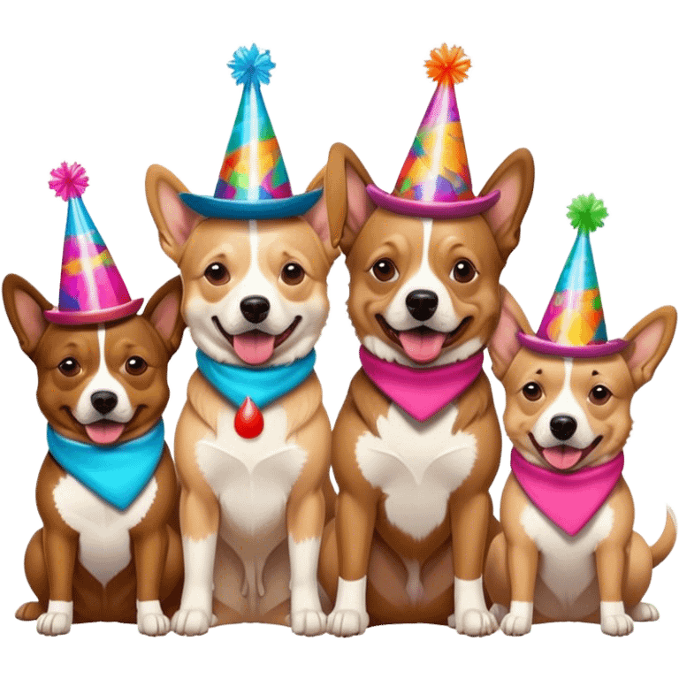 3 cowboy dogs snowboarding birthday party emoji