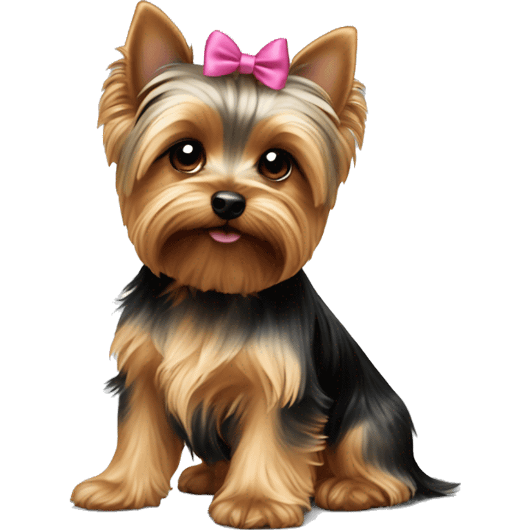 cute yorkie with a bow one ear up and one ear down emoji