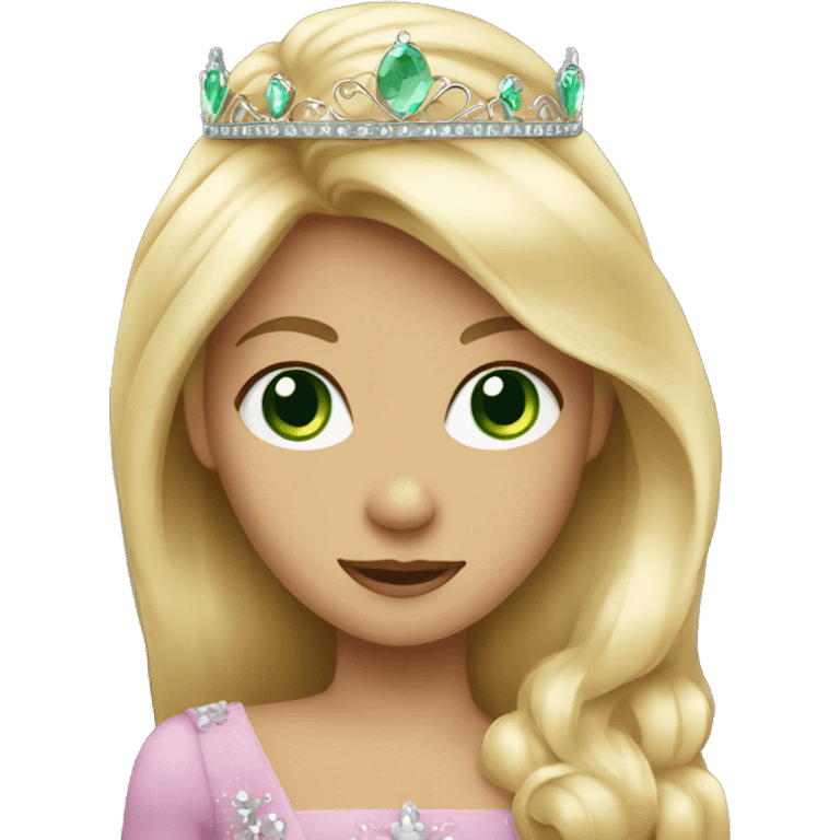 princess with green eyes long blonde hair wearing tiara emoji