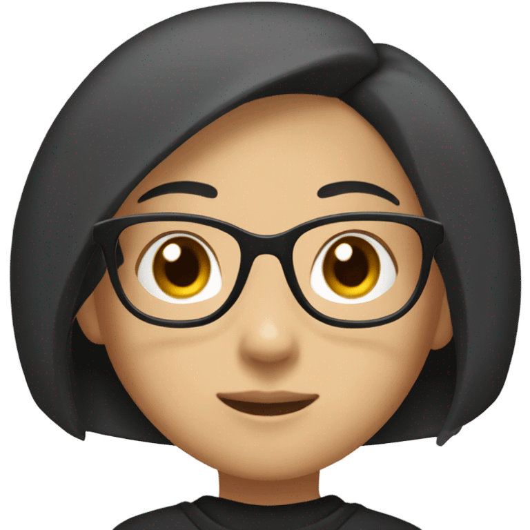 a girl of Asian appearance, with a bob in a black hoodie and glasses for vision emoji