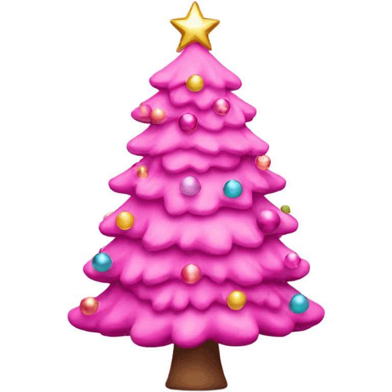 Pink christmas tree with shiny balls emoji