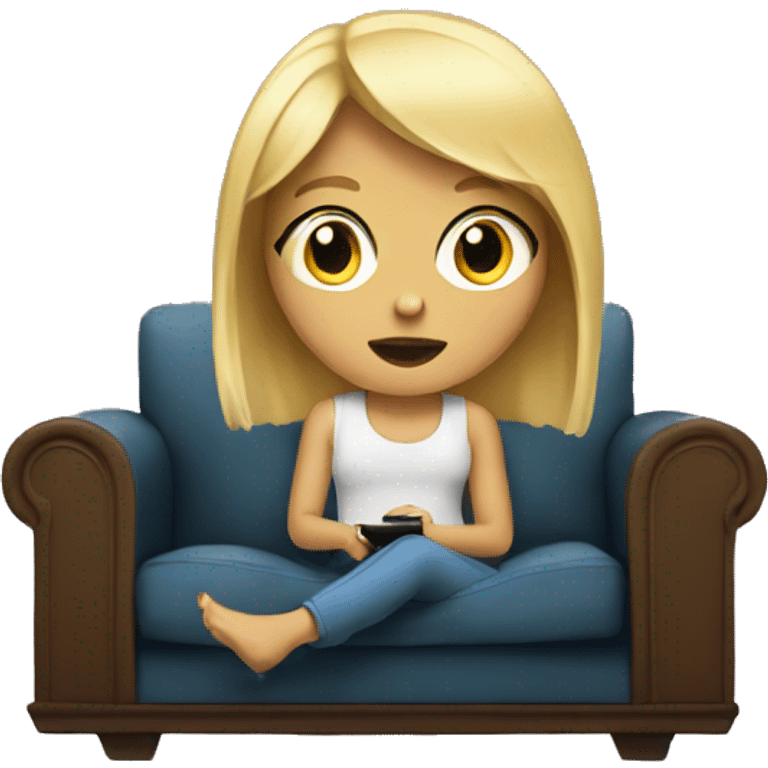 blonde girl watching tv emoji